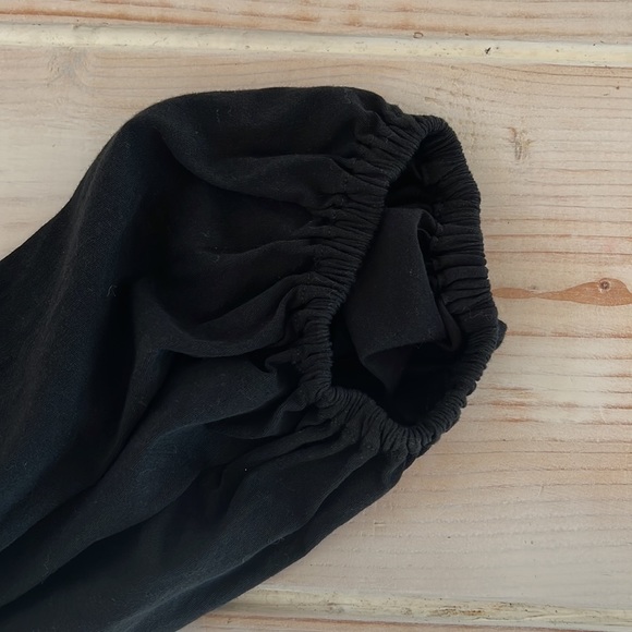 NWT 7 For All Mankind jet black wrap front blouson sleeve 100%cotton top - Picture 5 of 11